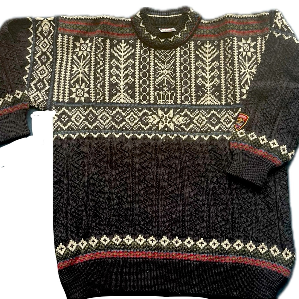 Dale of Norway Heavy Wool Black Fair Isle Ski Sweater Men’s Large